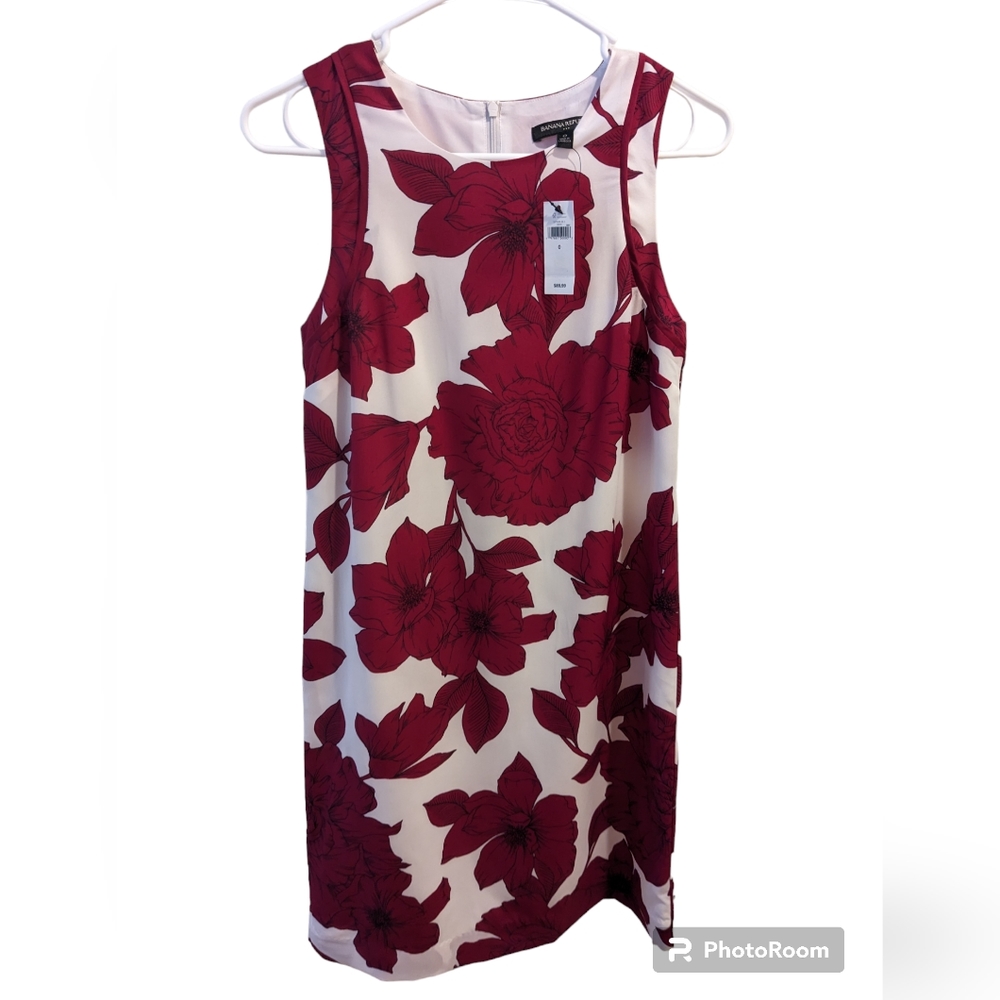 NWT Banana Republic Pinkish Purple floral mini shift dress size 0